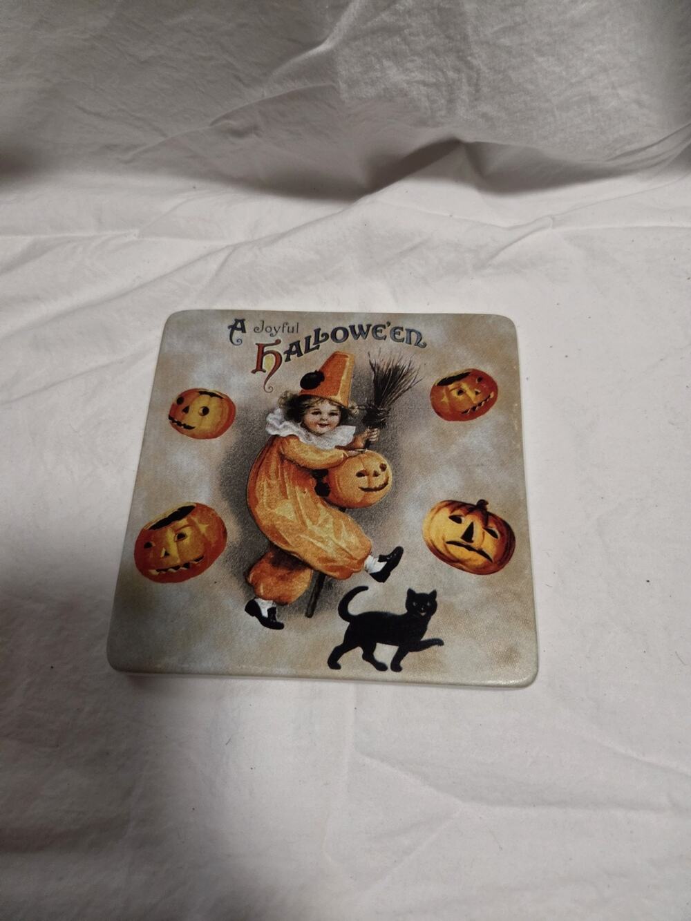 Bethany Lowe "A JOYFUL HALLOWEEN" Ceramic Trivet Tile (Retired)